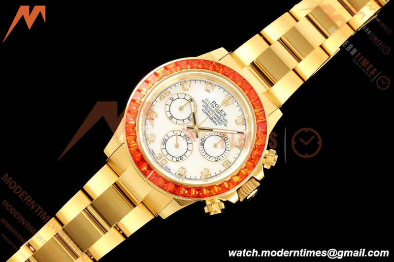 Rolex - Daytona 116578SACO 40mm YG/YG Wht/Mop/Dia Orange Crystal Sonic SA4130