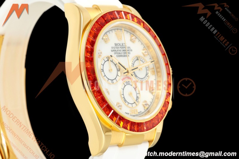 Rolex - Daytona 116578SACO 40mm YG/RU Wht/Mop/Dia Orange Crystal Sonic SA4130 | 롤렉스 - 데이토나 116578SACO 40mm YG/RU 화이트/모프/다이아 오렌지 크리스탈 소닉 SA4130