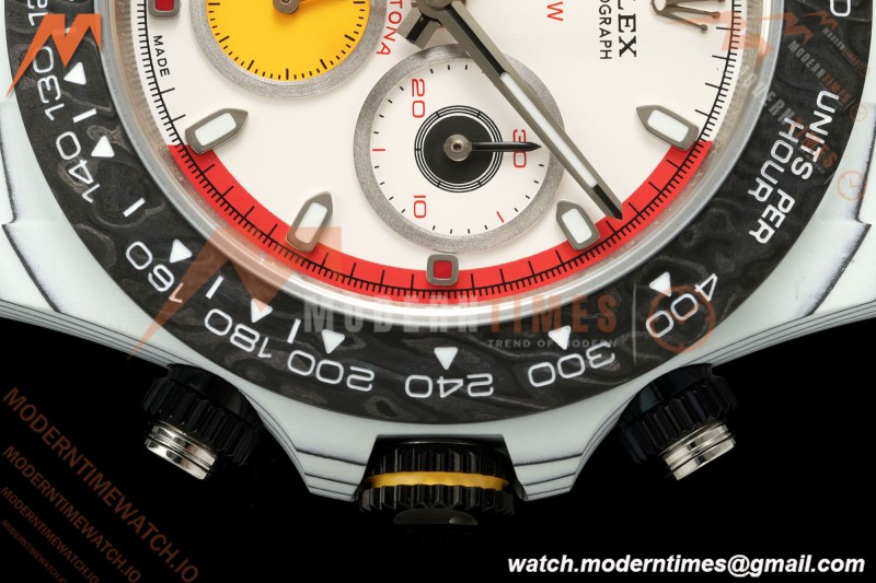 Rolex - Daytona 40mm DiW Ferrari Edition White Carbon Fiber FC/NY Red/Grn/Yelw White Dial DIWF DD4801 | 롤렉스 - 데이토나 40mm DiW 페라리 에디션 화이트 카본 파이버 FC/NY 레드/그린/옐로우 화이트 다이얼 DIWF DD4801
