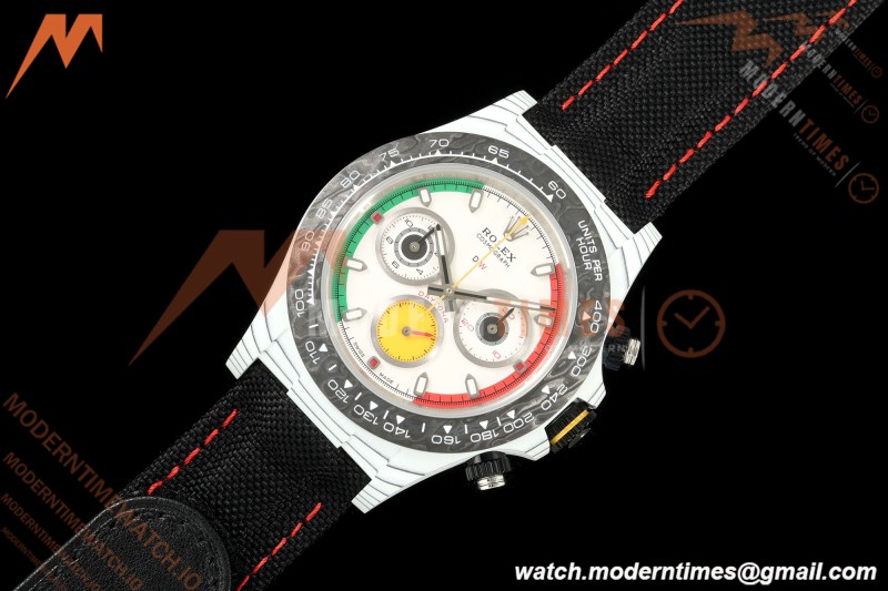 Rolex - Daytona 40mm DiW Ferrari Edition White Carbon Fiber FC/NY Red/Grn/Yelw White Dial DIWF DD4801 | 롤렉스 - 데이토나 40mm DiW 페라리 에디션 화이트 카본 파이버 FC/NY 레드/그린/옐로우 화이트 다이얼 DIWF DD4801