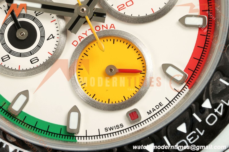 Rolex - Daytona 40mm DiW Ferrari Edition White Carbon Fiber FC/NY Red/Grn/Yelw White Dial DIWF DD4801 | 롤렉스 - 데이토나 40mm DiW 페라리 에디션 화이트 카본 파이버 FC/NY 레드/그린/옐로우 화이트 다이얼 DIWF DD4801