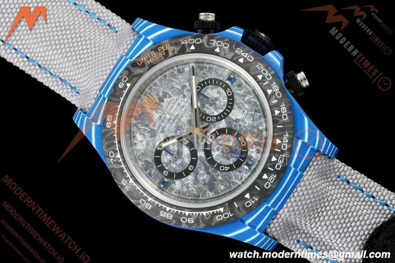 Rolex - Daytona 40mm DiW Liquid Titanium Dial Blue Carbon Fiber FC/NY Grey Arabic Dial DIWF DD4801 | 롤렉스 - 데이토나 40mm DiW 리퀴드 티타늄 다이얼 블루 카본 파이버 FC/NY 그레이 아라비아 다이얼 DIWF DD4801
