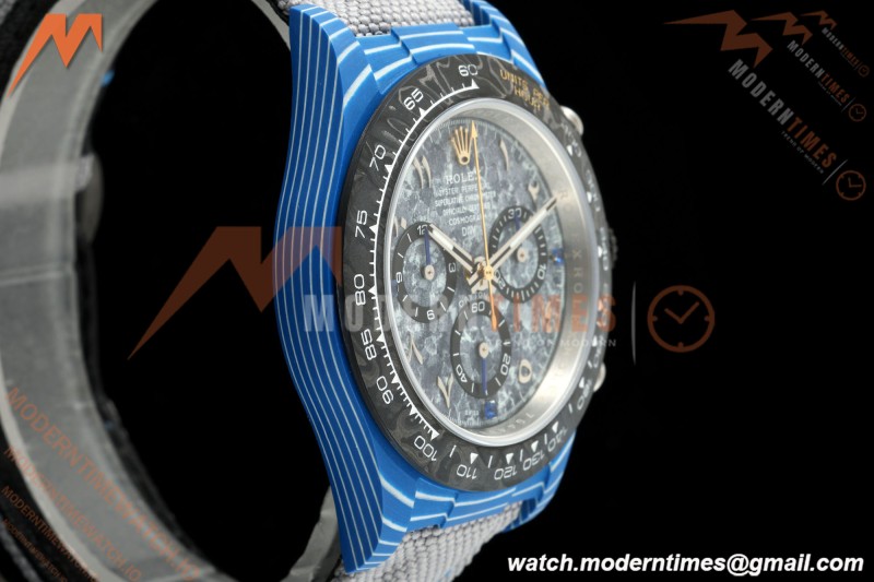 Rolex - Daytona 40mm DiW Liquid Titanium Dial Blue Carbon Fiber FC/NY Grey Arabic Dial DIWF DD4801 | 롤렉스 - 데이토나 40mm DiW 리퀴드 티타늄 다이얼 블루 카본 파이버 FC/NY 그레이 아라비아 다이얼 DIWF DD4801