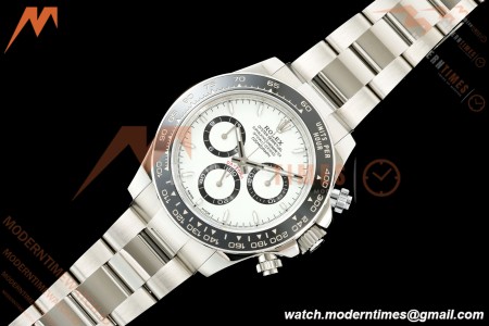 Rolex - Daytona 126500LN 40mm CER 904L SS/SS White Dial UFO UF4131 Free Sprung