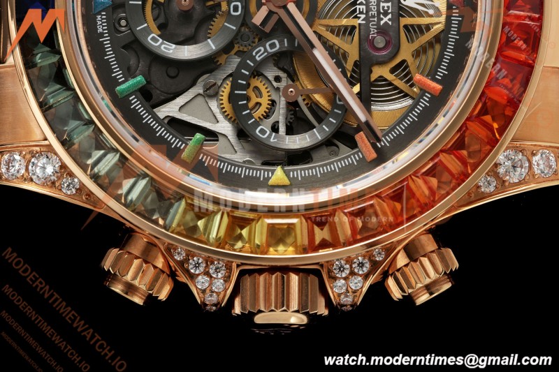 Rolex - Daytona Rainbow Blaken 116595 RBOW 40mm RG/RG Diamond Skeleton Sonic DD4130