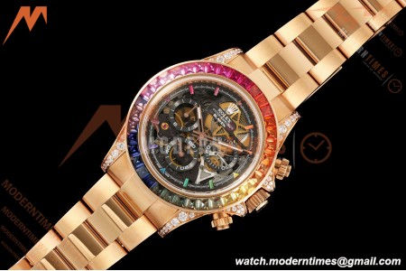 Rolex - Daytona Rainbow Blaken 116595 RBOW 40mm RG/RG Diamond Skeleton Sonic DD4130