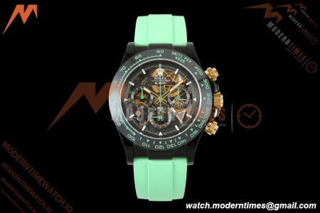 Rolex - Daytona Blaken 40mm Black PVD/RU Mint Green Skeleton Sonic DD4130