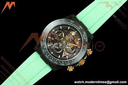 Rolex - Daytona Blaken 40mm Black PVD/RU Mint Green Skeleton Sonic DD4130