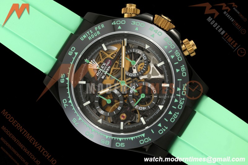 Rolex - Daytona Blaken 40mm Black PVD/RU Mint Green Skeleton Sonic DD4130