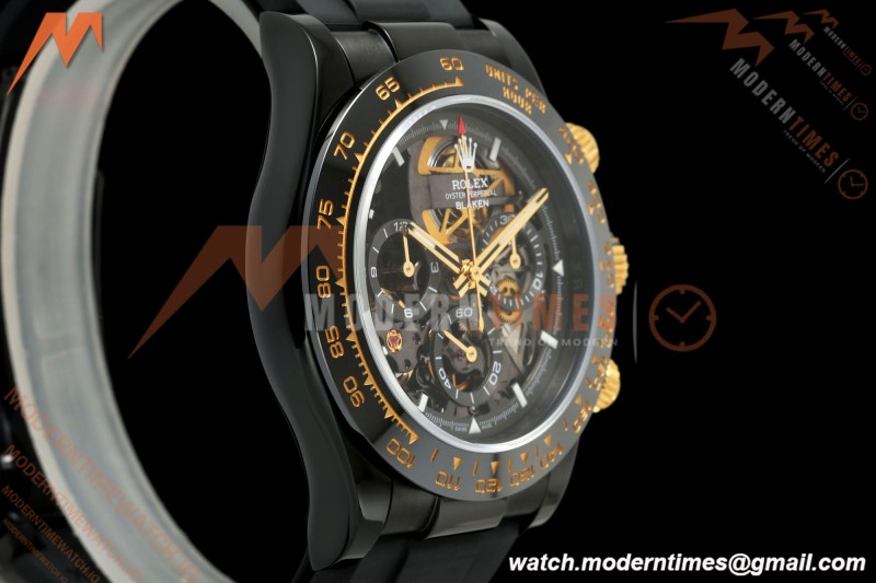 Rolex - Daytona Blaken 40mm Black PVD/RU Cronus Art Gold Skeleton Sonic DD4130 | 롤렉스 데이토나 블레이크 40mm 블랙 PVD/RU 크로너스 아트 골드 스켈레톤 소닉 DD4130
