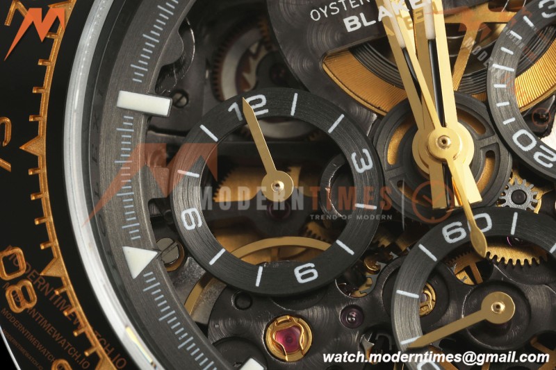 Rolex - Daytona Blaken 40mm Black PVD/RU Cronus Art Gold Skeleton Sonic DD4130 | 롤렉스 데이토나 블레이크 40mm 블랙 PVD/RU 크로너스 아트 골드 스켈레톤 소닉 DD4130