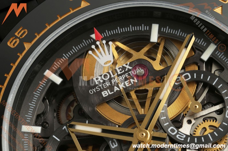 Rolex - Daytona Blaken 40mm Black PVD/RU Cronus Art Gold Skeleton Sonic DD4130 | 롤렉스 데이토나 블레이크 40mm 블랙 PVD/RU 크로너스 아트 골드 스켈레톤 소닉 DD4130