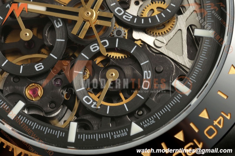 Rolex - Daytona Blaken 40mm Black PVD/RU Cronus Art Gold Skeleton Sonic DD4130 | 롤렉스 데이토나 블레이크 40mm 블랙 PVD/RU 크로너스 아트 골드 스켈레톤 소닉 DD4130