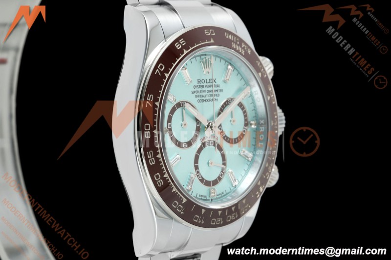 Rolex - Daytona 126506 40mm Gain Weight Brn CER/SS I-Blu/Dia UFO UF4131 Free Sprung | 롤렉스 데이토나 126506 40mm, 브라운 세라믹/스테인리스 스틸, 아이스 블루 다이얼/다이아몬드, UFO UF4131 무브먼트, 프리 스프링 밸런스 휠