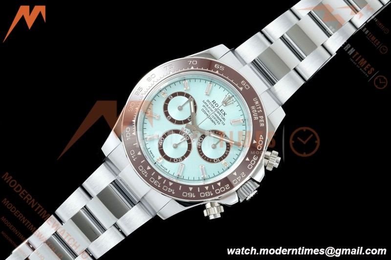 Rolex - Daytona 126506 40mm Gain Weight Brn CER/SS I-Blu/Dia UFO UF4131 Free Sprung | 롤렉스 데이토나 126506 40mm, 브라운 세라믹/스테인리스 스틸, 아이스 블루 다이얼/다이아몬드, UFO UF4131 무브먼트, 프리 스프링 밸런스 휠