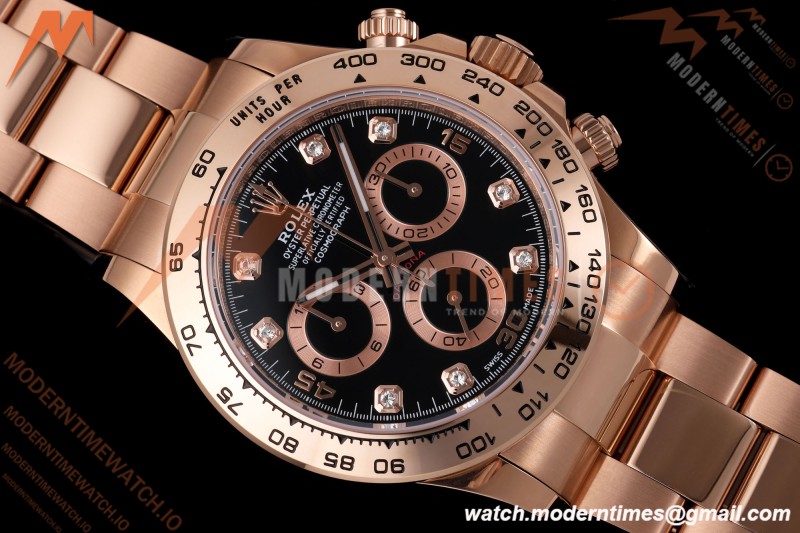 Rolex - Daytona 116505 40mm Gain Weight RG/RG Blk/Dia AVF DD4130