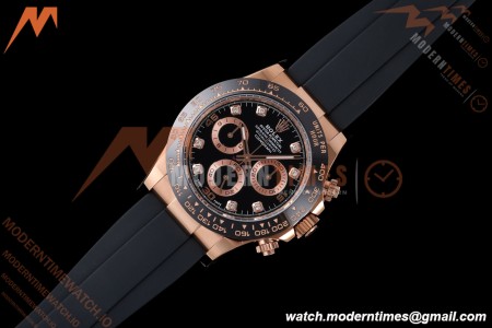 Rolex - Daytona 116515LN 40mm Gain Weight RG/RU Blk/Dia AVF DD4130 | 롤렉스 - 데이토나 116515LN 40mm 무게 증량 버전 로즈골드/러버 블랙/다이아 AVF DD4130
