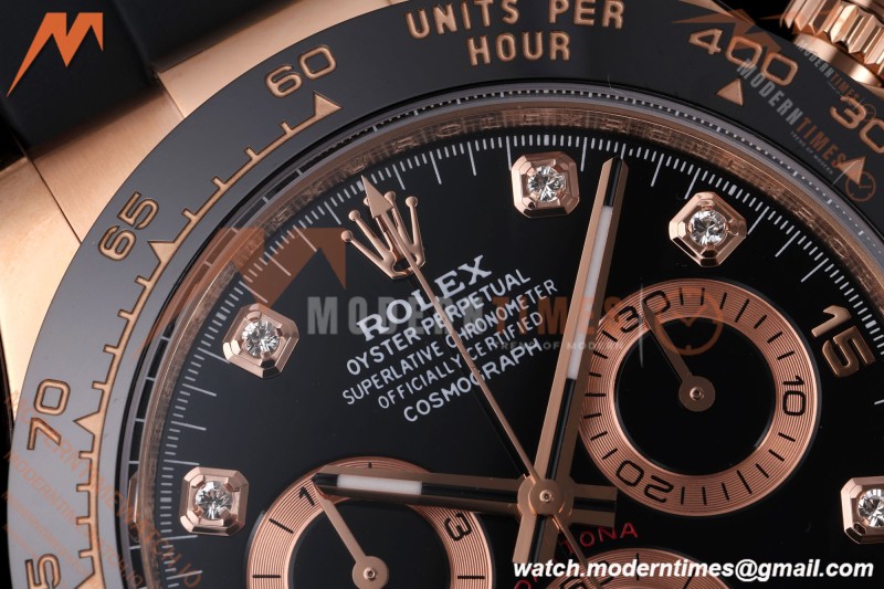 Rolex - Daytona 116515LN 40mm Gain Weight RG/RU Blk/Dia AVF DD4130 | 롤렉스 - 데이토나 116515LN 40mm 무게 증량 버전 로즈골드/러버 블랙/다이아 AVF DD4130