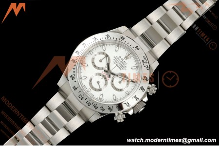 Rolex - Daytona 116520 40mm 904L SS/SS Wht/Stk UFO SH-TW4130 Free Sprung | 롤렉스 – 데이토나 116520 40mm 904L 스틸/스틸 화이트/블랙 UFO SH-TW4130 프리 스프룽