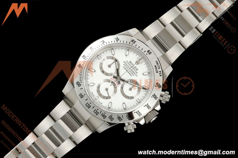 Rolex - Daytona 116520 40mm 904L SS/SS Wht/Stk UFO SH-TW4130 Free Sprung