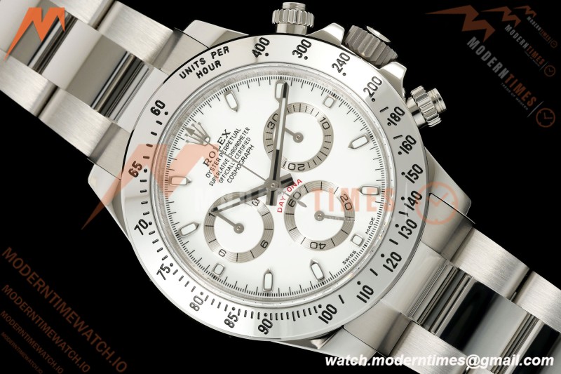 Rolex - Daytona 116520 40mm 904L SS/SS Wht/Stk UFO SH-TW4130 Free Sprung