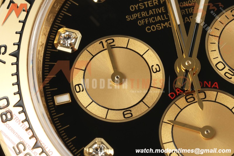 Rolex - Daytona 126508 40mm 904L YG/YG Blk/Gold Diamond Dial UFO UF4131 Free Sprung 