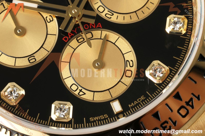 Rolex - Daytona 126508 40mm 904L YG/YG Blk/Gold Diamond Dial UFO UF4131 Free Sprung 