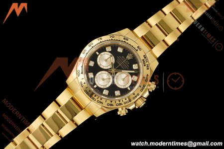 Rolex - Daytona 126508 40mm 904L YG/YG Blk/Gold Diamond Dial RWF JH4131 Weighted Free Sprung | ロレックス デイトナ 126508 40mm 904L スーパースティール YG ゴールド/ブラック ダイヤル ダイヤモンドインデックス RWF JH4131 重量版 フリースプラング
