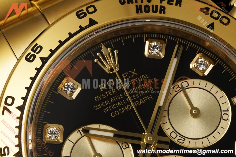 Rolex - Daytona 126508 40mm 904L YG/YG Blk/Gold Diamond Dial RWF JH4131 Weighted Free Sprung 