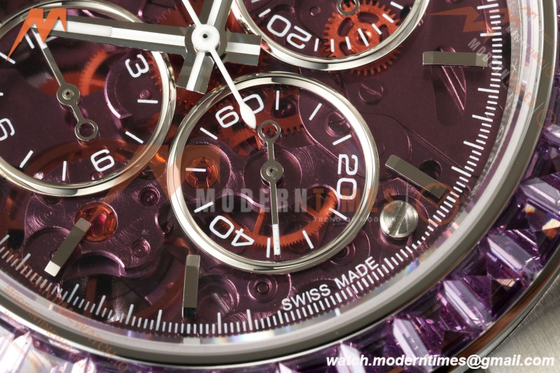 Rolex - Daytona 40mm Artisans De Genève Purple Seal SS/SS Purple Crystal Skeleton Dial Sonic SA4130