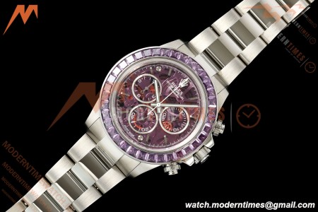 Rolex - Daytona 40mm Artisans De Genève Purple Seal SS/SS Purple Crystal Skeleton Dial Sonic SA4130