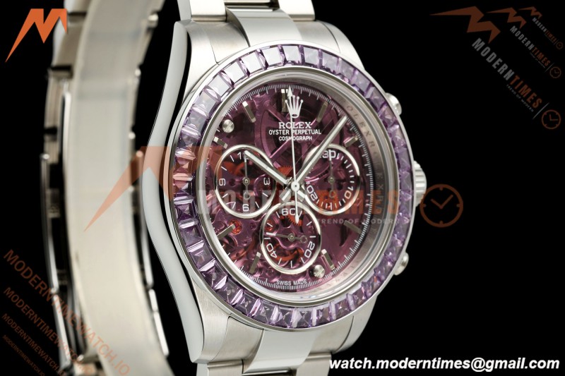 Rolex - Daytona 40mm Artisans De Genève Purple Seal SS/SS Purple Crystal Skeleton Dial Sonic SA4130