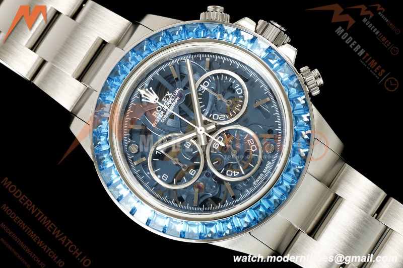 Rolex - Daytona 40mm Artisans De Genève Arolla SS/SS Blue Crystal Skeleton Dial Sonic SA4130
