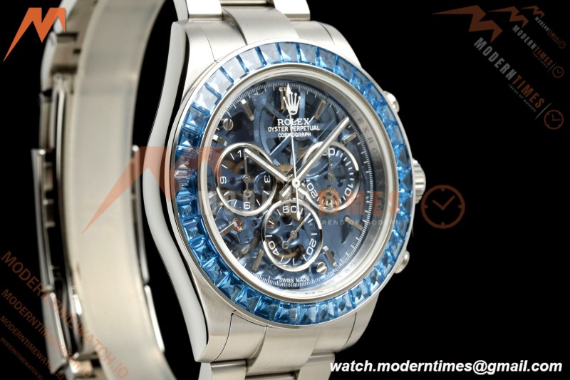 Rolex - Daytona 40mm Artisans De Genève Arolla SS/SS Blue Crystal Skeleton Dial Sonic SA4130