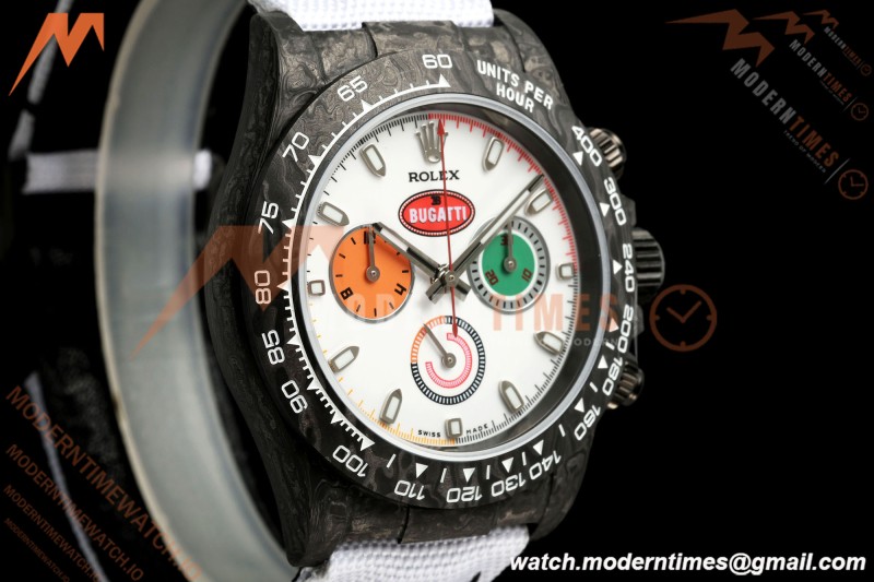 Rolex - Daytona DIW "Bugatti" 40mm Black Carbon Fiber/NY Wht/Stk Dial ANTF SH4130