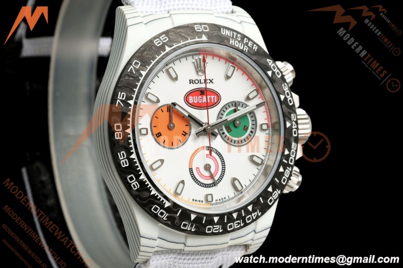 Rolex - Daytona DIW "Bugatti" 40mm White Carbon Fiber/NY Wht/Stk Dial ANTF SH4130