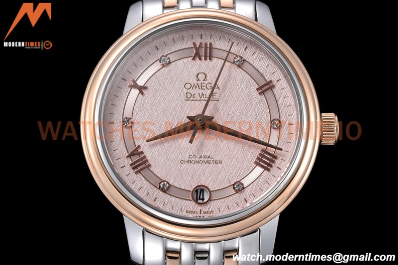 Omega - De Ville Prestige Ladies 32.7mm SS/RG Pink Textured GDF MY8215