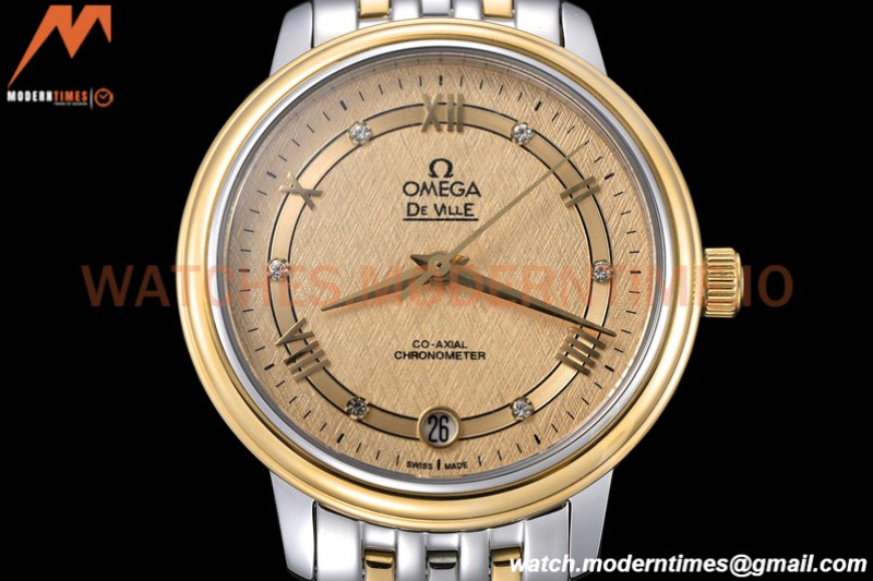 Omega - De Ville Prestige Ladies 32.7mm SS/YG Gold Textured GDF MY8215