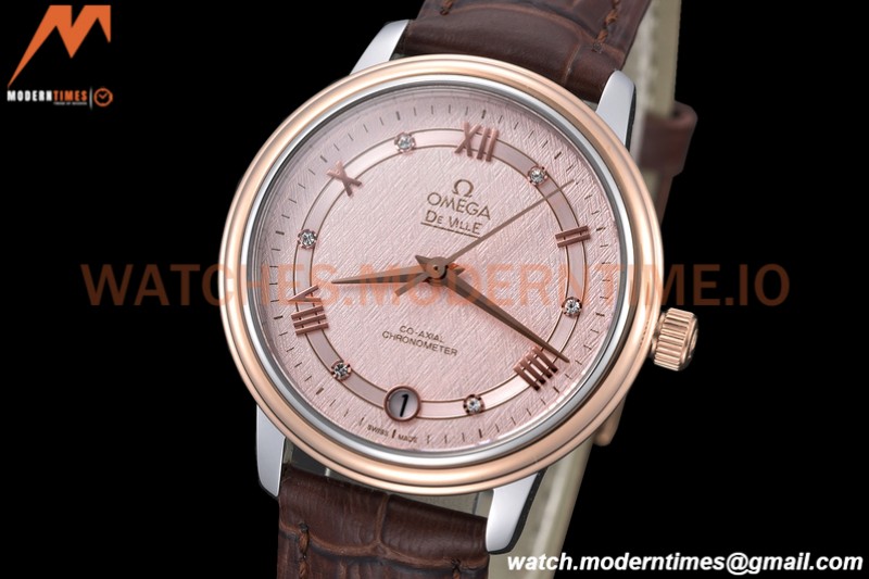 Omega - De Ville Prestige Ladies 32.7mm RG/LE Pink Textured GDF MY8215