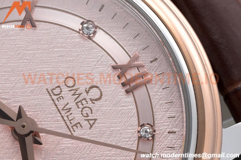 Omega - De Ville Prestige Ladies 32.7mm RG/LE Pink Textured GDF MY8215