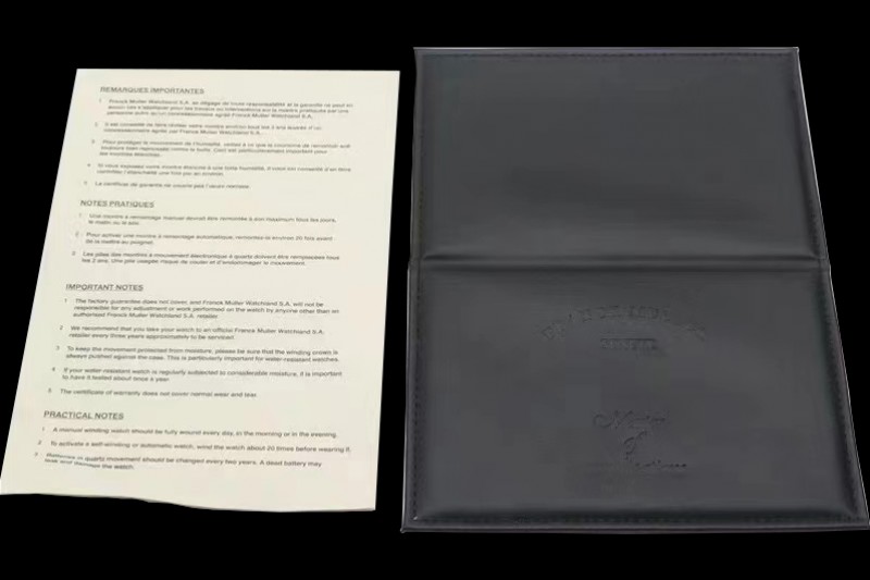 Franck Muller - Large Size Black Wooden Box Set with Full Set of Leather Clip, Pamphlet and Card
