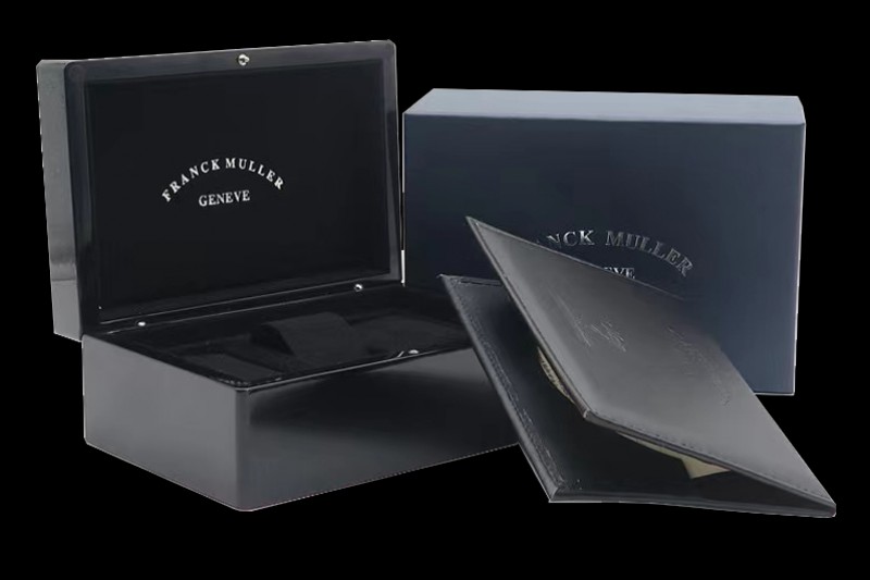 Franck Muller - Large Size Black Wooden Box Set with Full Set of Leather Clip, Pamphlet and Card