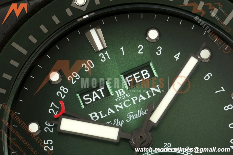 Blancpain - Fifty Fathoms 5054 Bathyscaphe Complete Calendar Moon Phases Black Ceramic Green Dial DDDF A6654