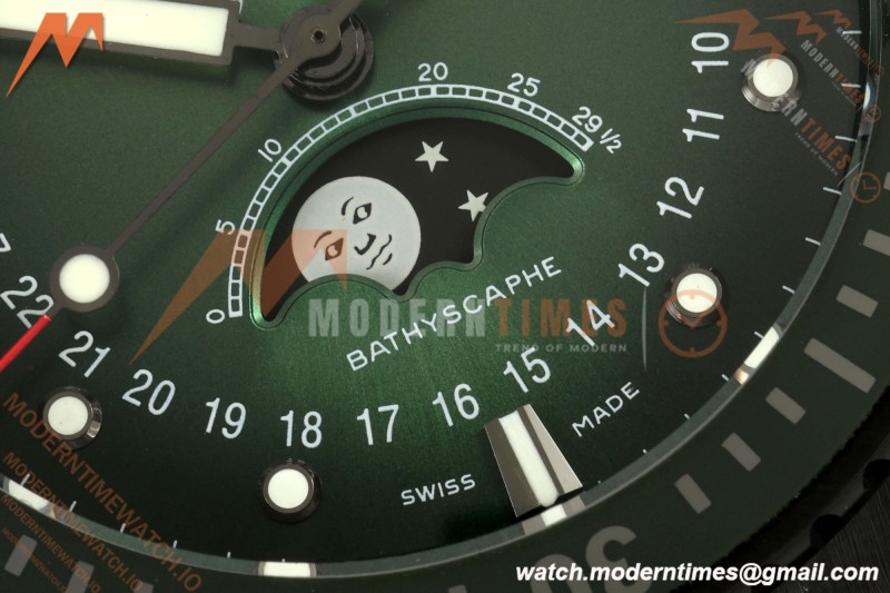 Blancpain - Fifty Fathoms 5054 Bathyscaphe Complete Calendar Moon Phases Black Ceramic Green Dial DDDF A6654