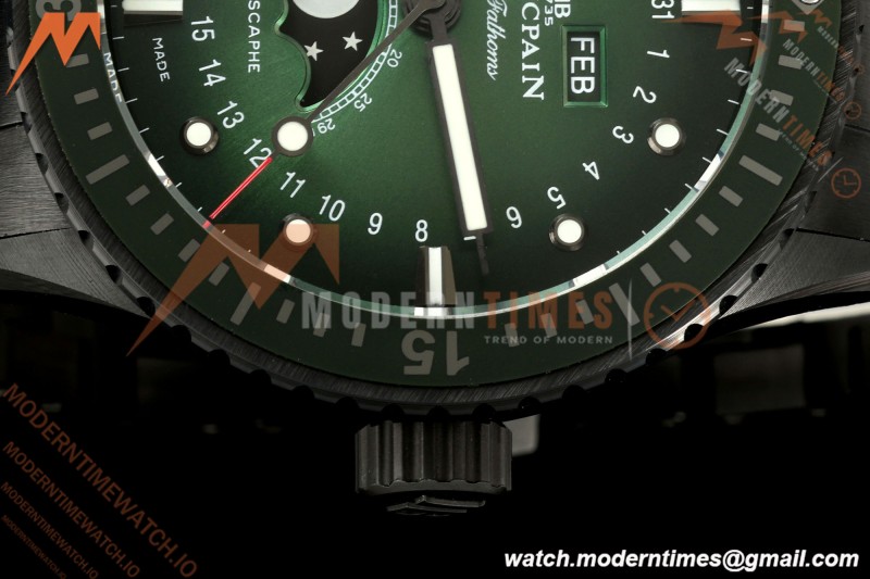 Blancpain - Fifty Fathoms 5054 Bathyscaphe Complete Calendar Moon Phases Black Ceramic Green Dial DDDF A6654