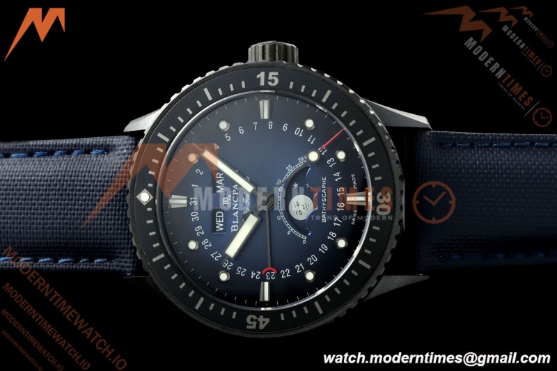 Blancpain - Fifty Fathoms 5054 Bathyscaphe Complete Calendar Moon Phases Black CER/NY Sunburst Blue DDDF A6654