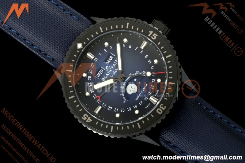 Blancpain - Fifty Fathoms 5054 Bathyscaphe Complete Calendar Moon Phases Black CER/NY Sunburst Blue DDDF A6654