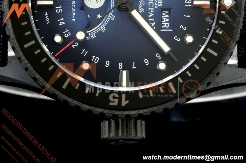 Blancpain - Fifty Fathoms 5054 Bathyscaphe Complete Calendar Moon Phases Black CER/NY Sunburst Blue DDDF A6654