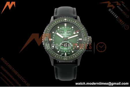 Blancpain - Fifty Fathoms 5054 Bathyscaphe Complete Calendar Moon Phases Black CER/NY Green Dial DDDF A6654