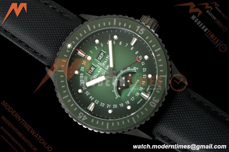 Blancpain - Fifty Fathoms 5054 Bathyscaphe Complete Calendar Moon Phases Black CER/NY Green Dial DDDF A6654  | 블랑팡 - 피프티 패덤즈 5054 바티스카프 컴플리트 캘린더 문페이즈 블랙 CER/NY 그린 다이얼 DDDF A6654